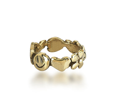 smiley heart flower ring